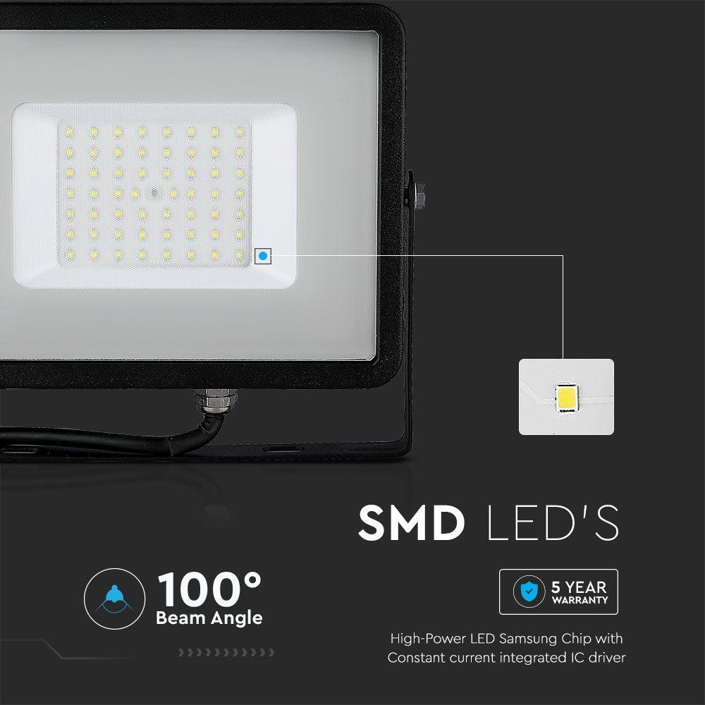 50W Naświetlacz LED SMD, Chip SAMSUNG, Barwa:4000K, Obudowa: Czarna, VTAC, SKU 21407