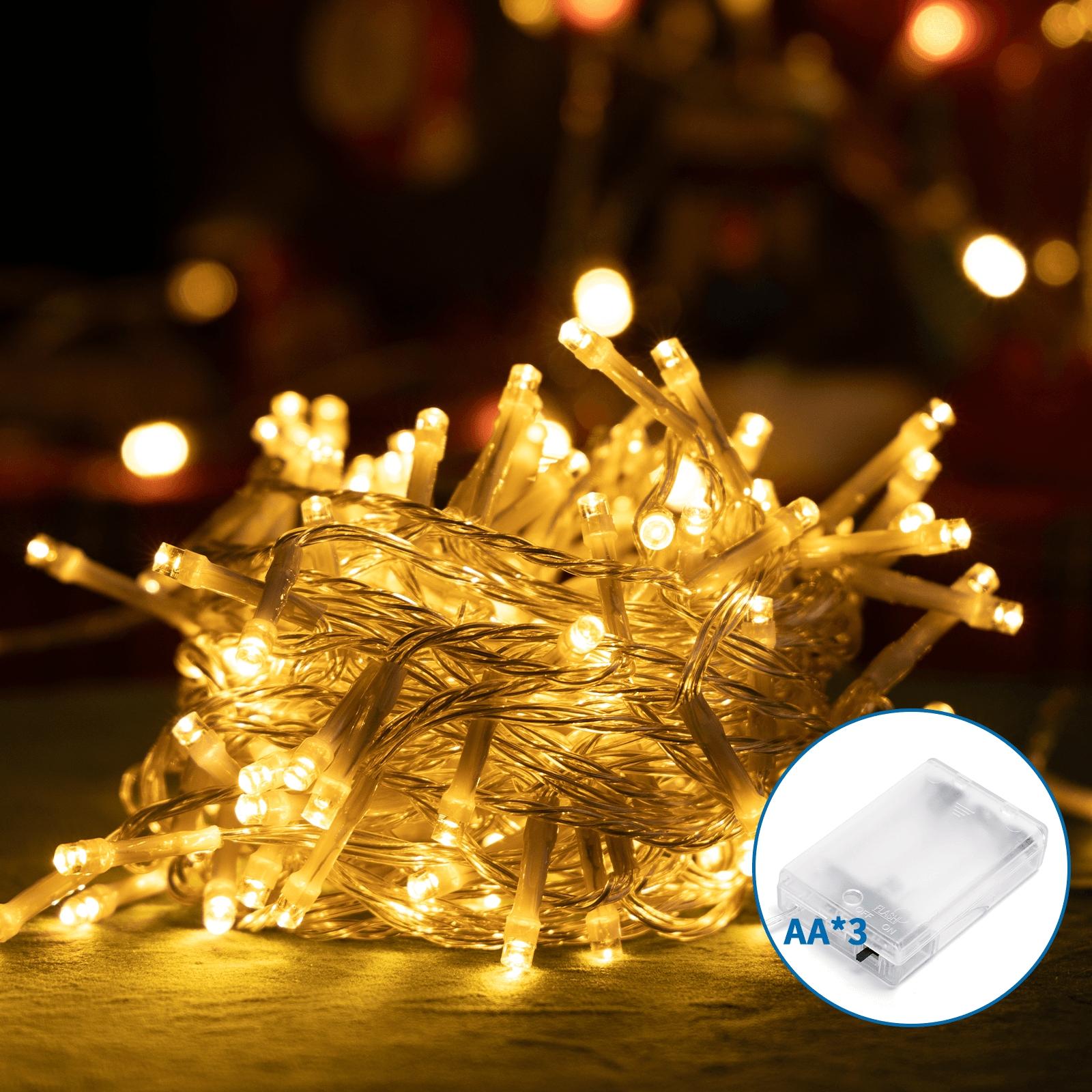 3AA battery flat string lights, warm white, 5m