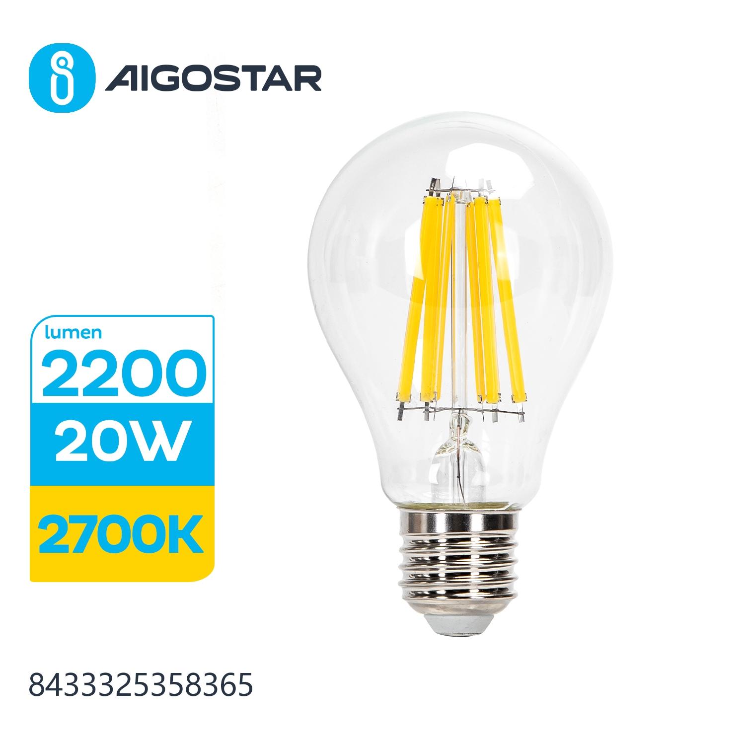 Żarówka LED Filament (Przezroczysta) A65 E27 20W