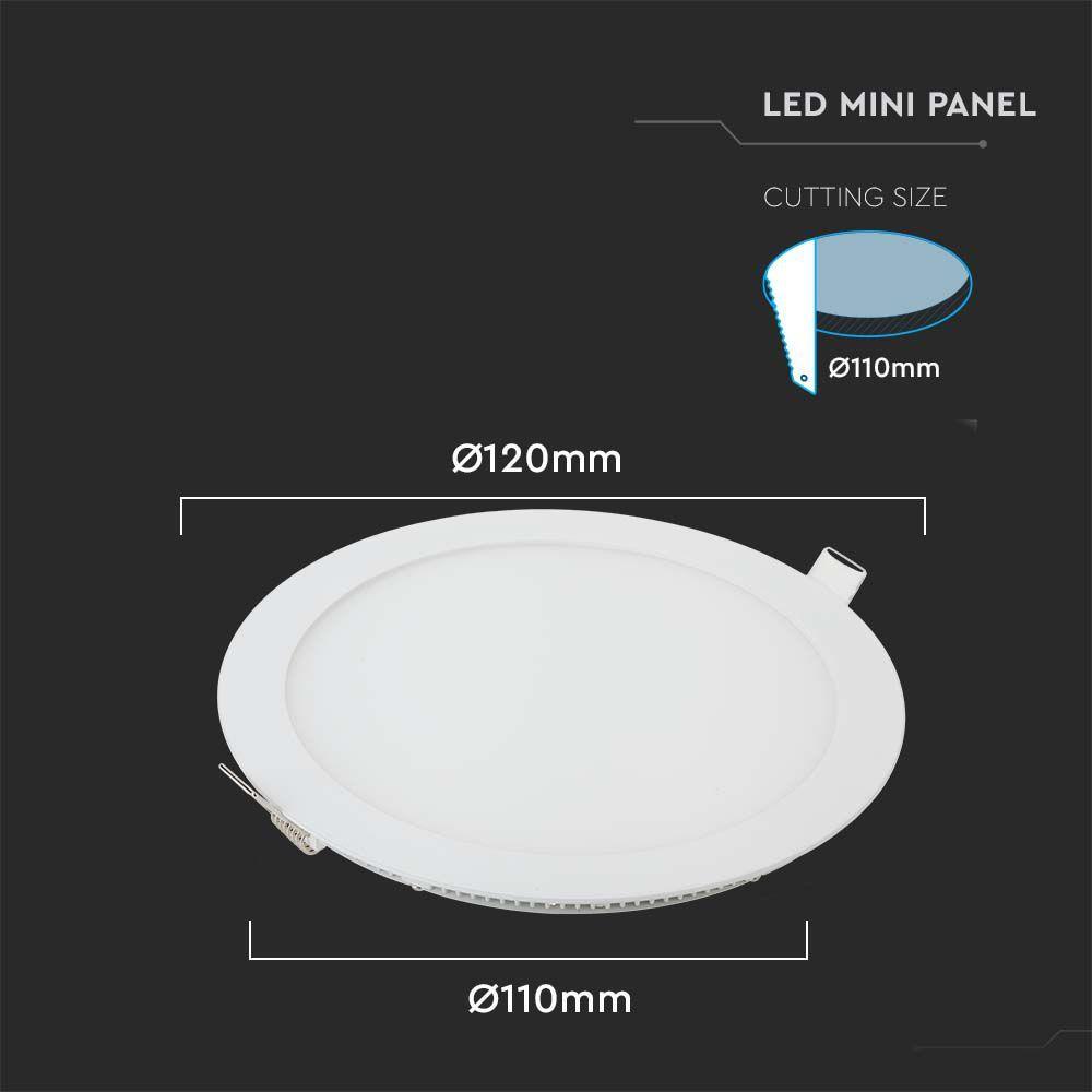 6W Panel LED, Barwa:3000K, Okrągła, VTAC, SKU 214854