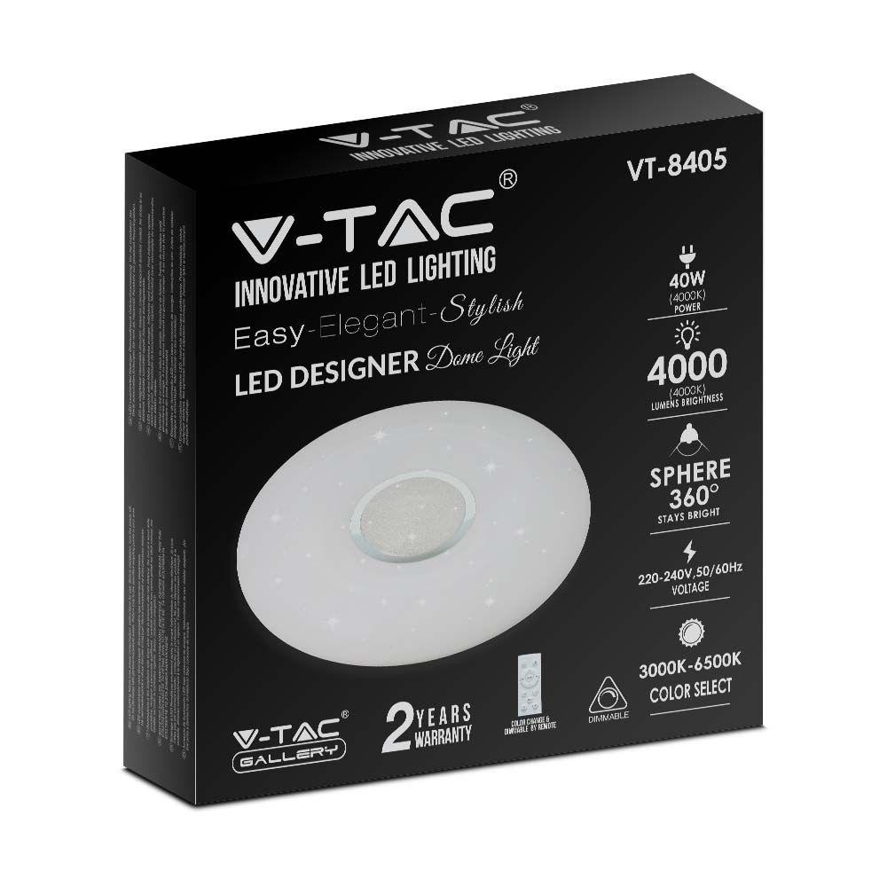 VT-8405 LED 20W/40W/20W DESIGNER DOMELIGHT REMOTE CONTROL CCT CHANGING DIMMABLE ROUND COVER