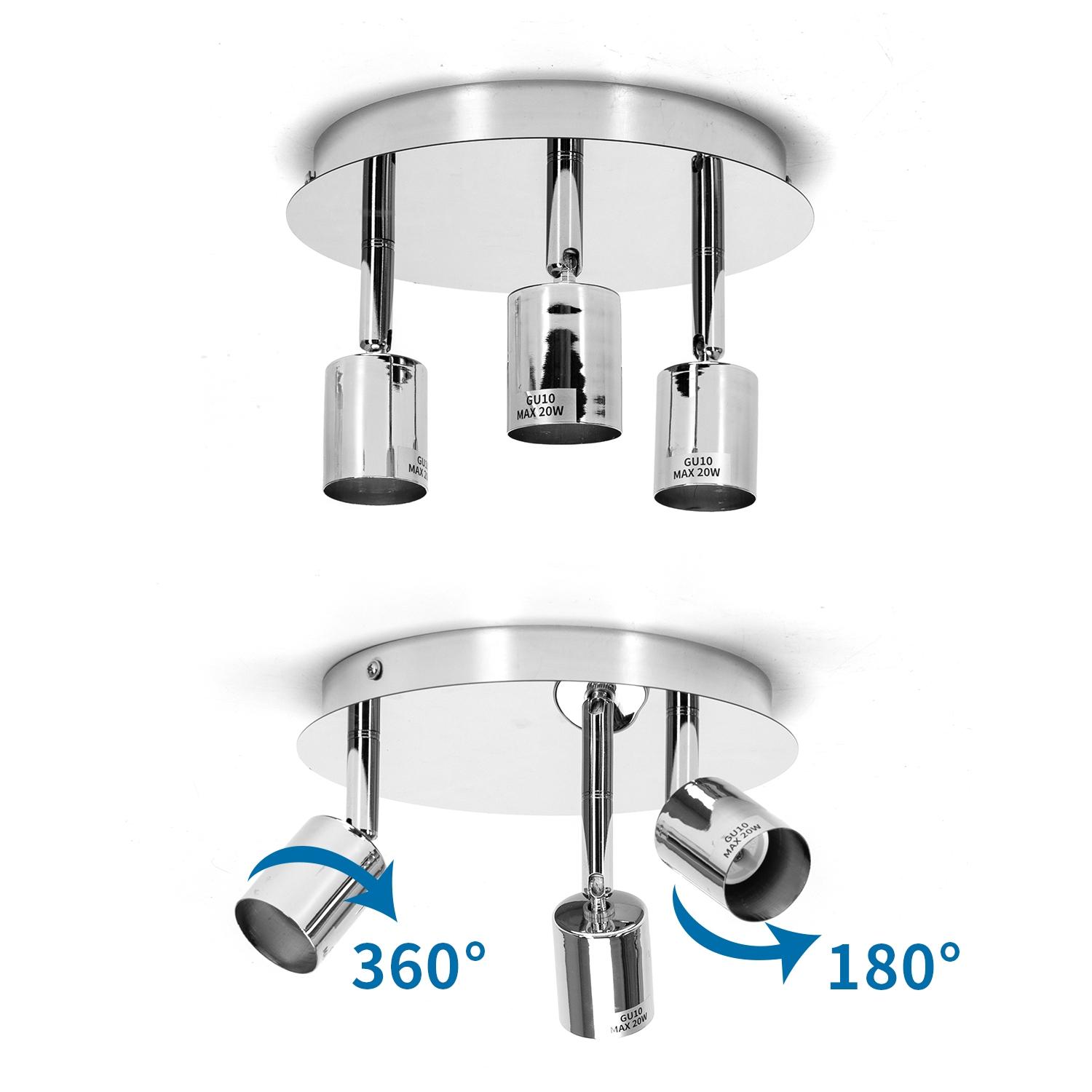 Spotlight with three lamp holders Without light source