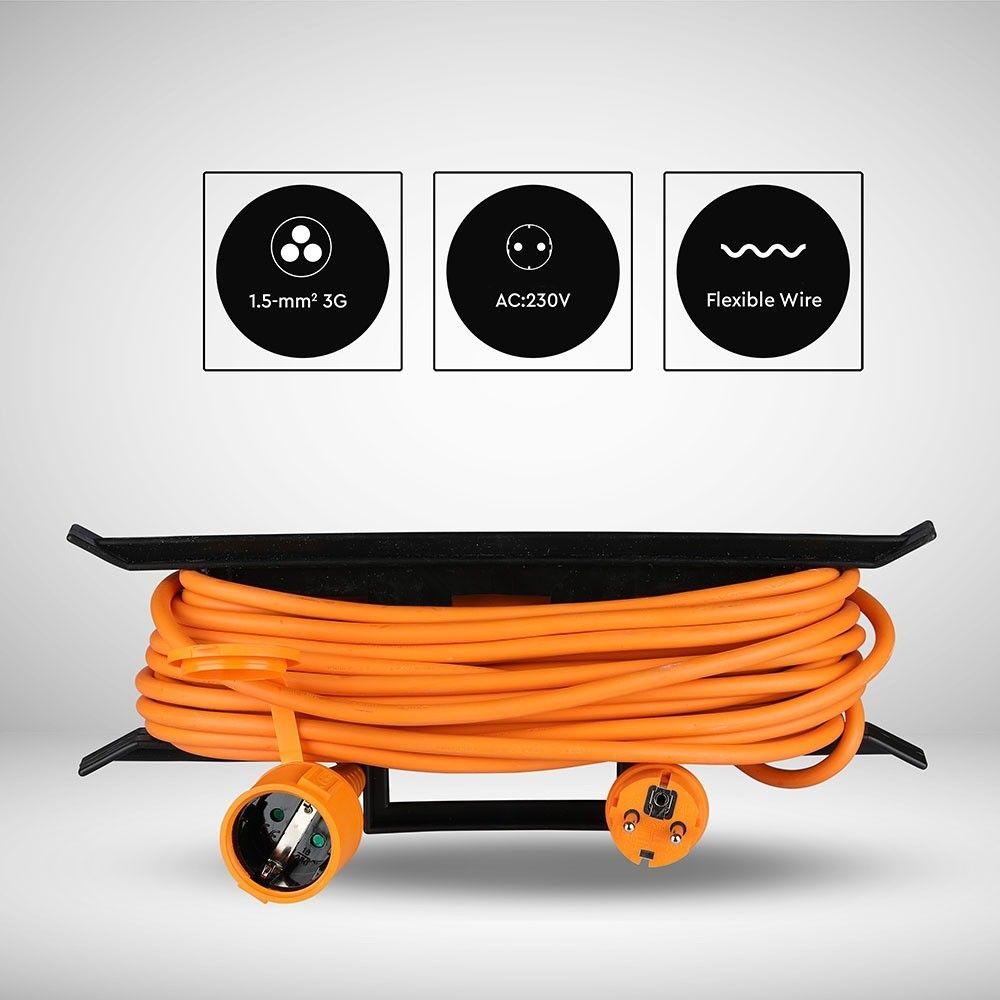 VT-3002-15 EXTENSION CABLE(3G1.5MMX15M)-1 WAY-16A-IP44-ORANGE & BLACK