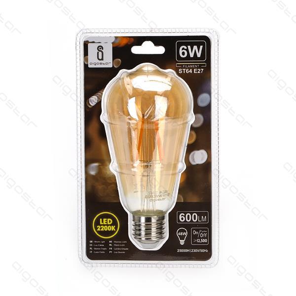 LED Filament Bulb (Amber) ST64 E27 6W