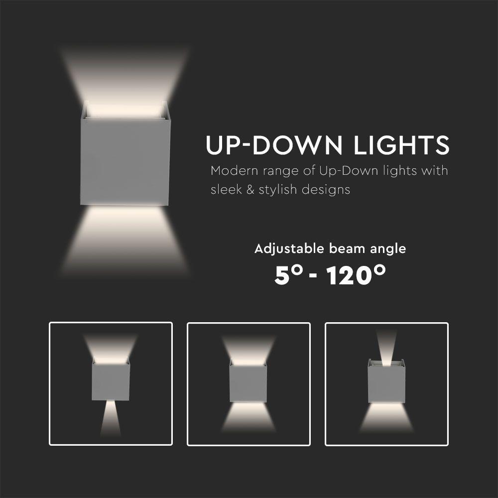 VT-759-12 12W LED UP-DOWN WALL LIGHT WITH BRIDGELUX CHIP 3000k GREY SQUARE