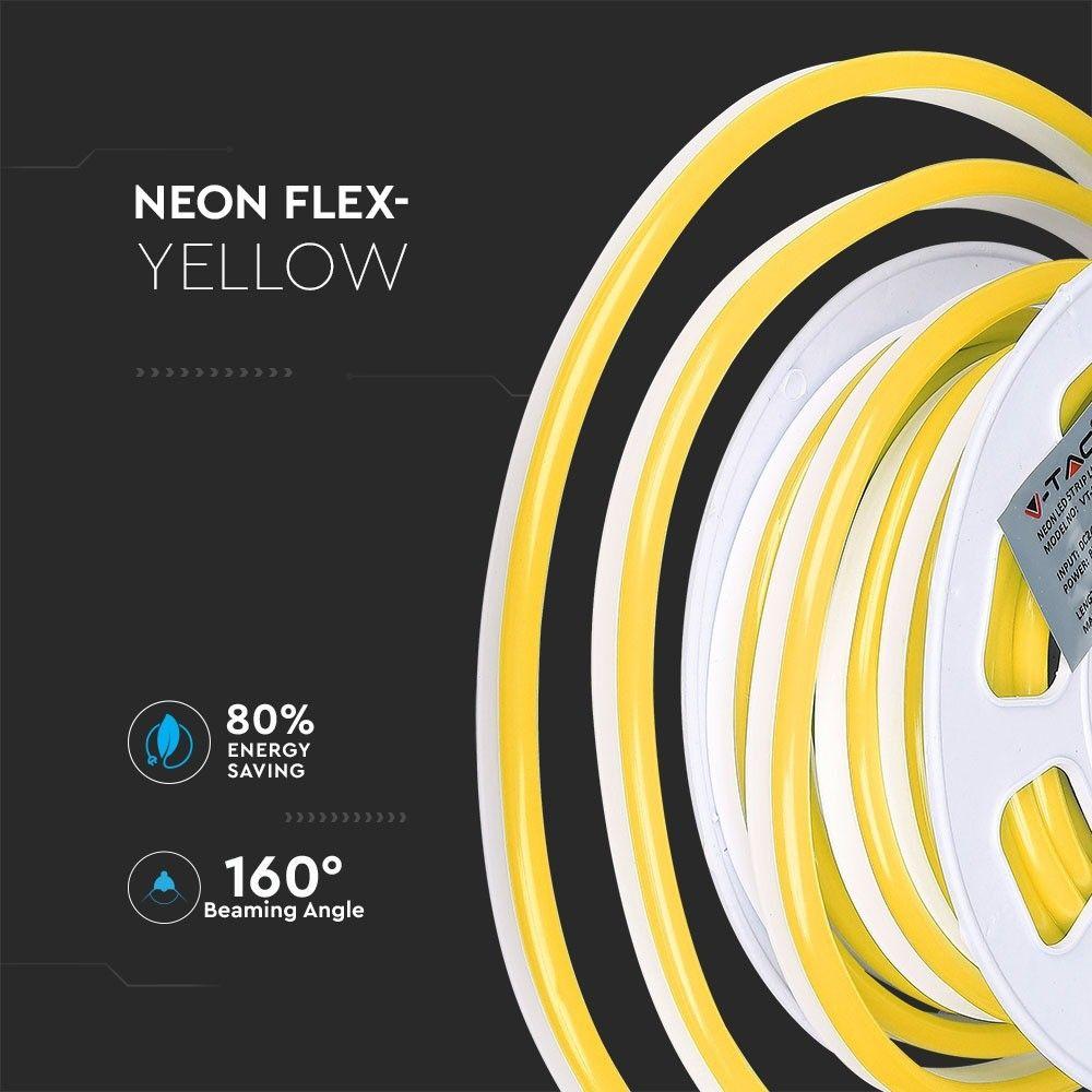 NEON FLEX, Barwa: Żółty, Zasilanie: 24V, Rolka:10m, VTAC, SKU 2518