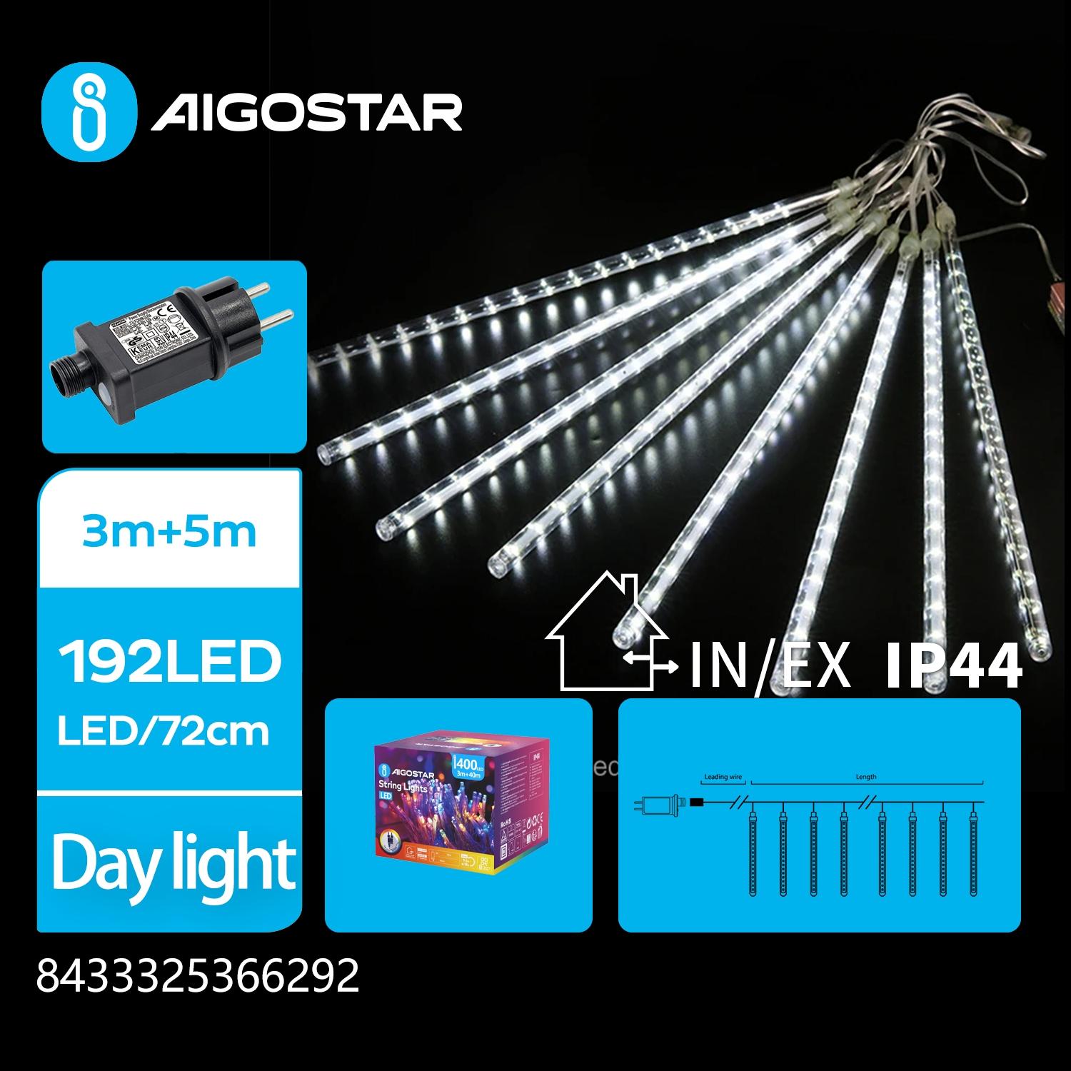 Low voltage 30cm- meteor shower string lights, cool white, 3m+5m, 8strips