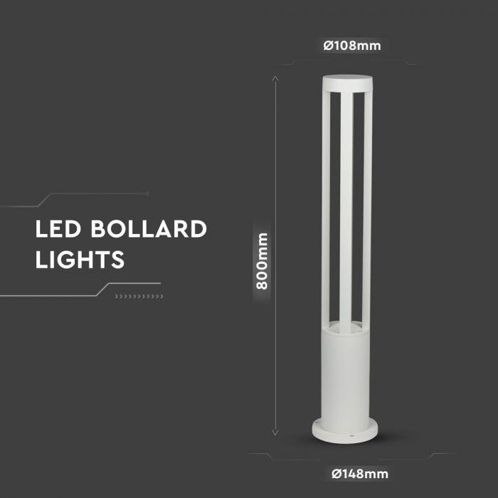 VT-820 10W LED BOLLARD LIGHT 3000K WHITE BODY 80CM HEIGHT