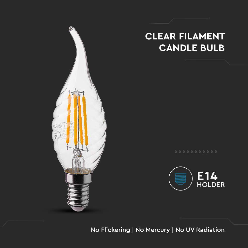 VT-1995 4W TWIST CANDLE FLAME FILAMENT BULB 6500K E14