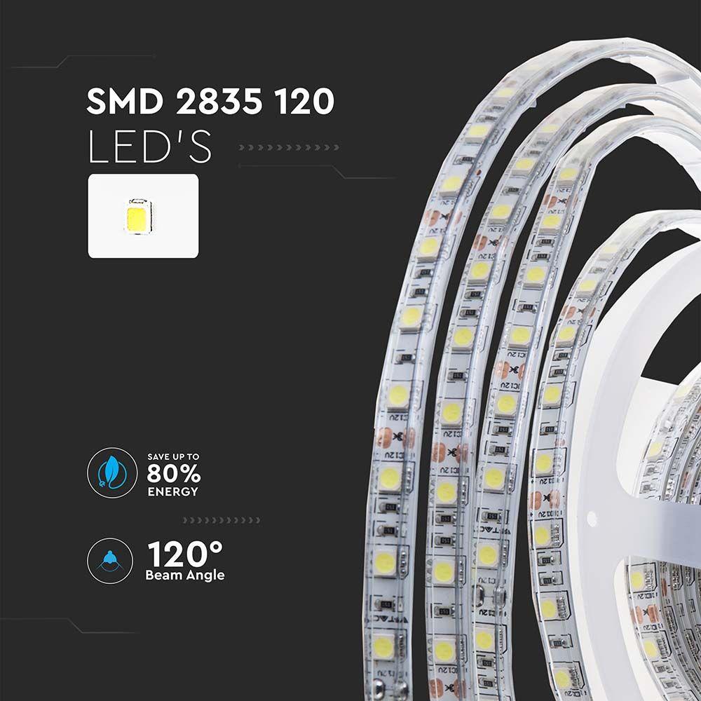 7.5W Taśma LED, Barwa:4000K, IP65, Zasilanie: 24V, Wzmocniony podkład PCB, Rolka:10m, VTAC, SKU 212626