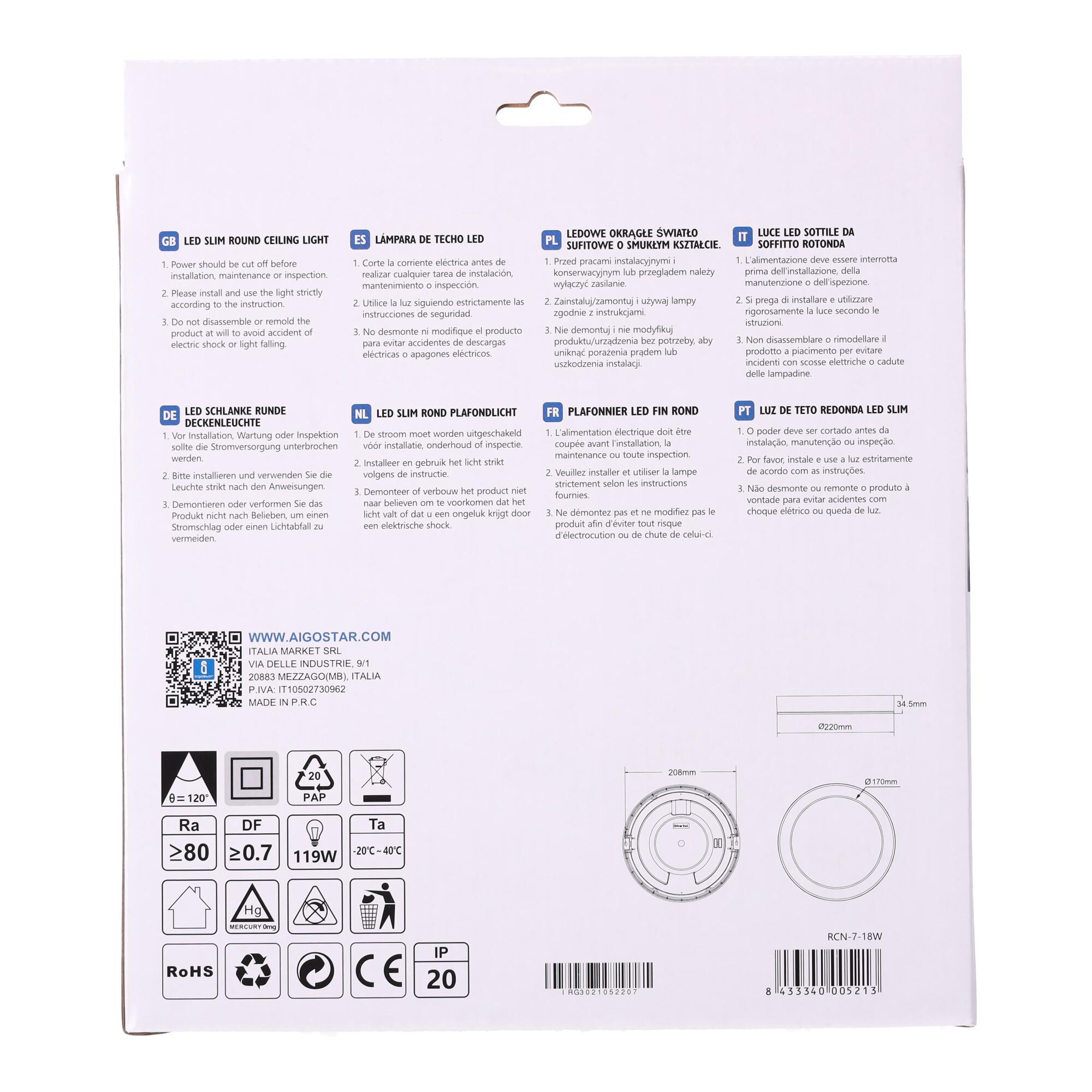 E6 LED  Surface-mounted Round Downlight 18W Yellow Light