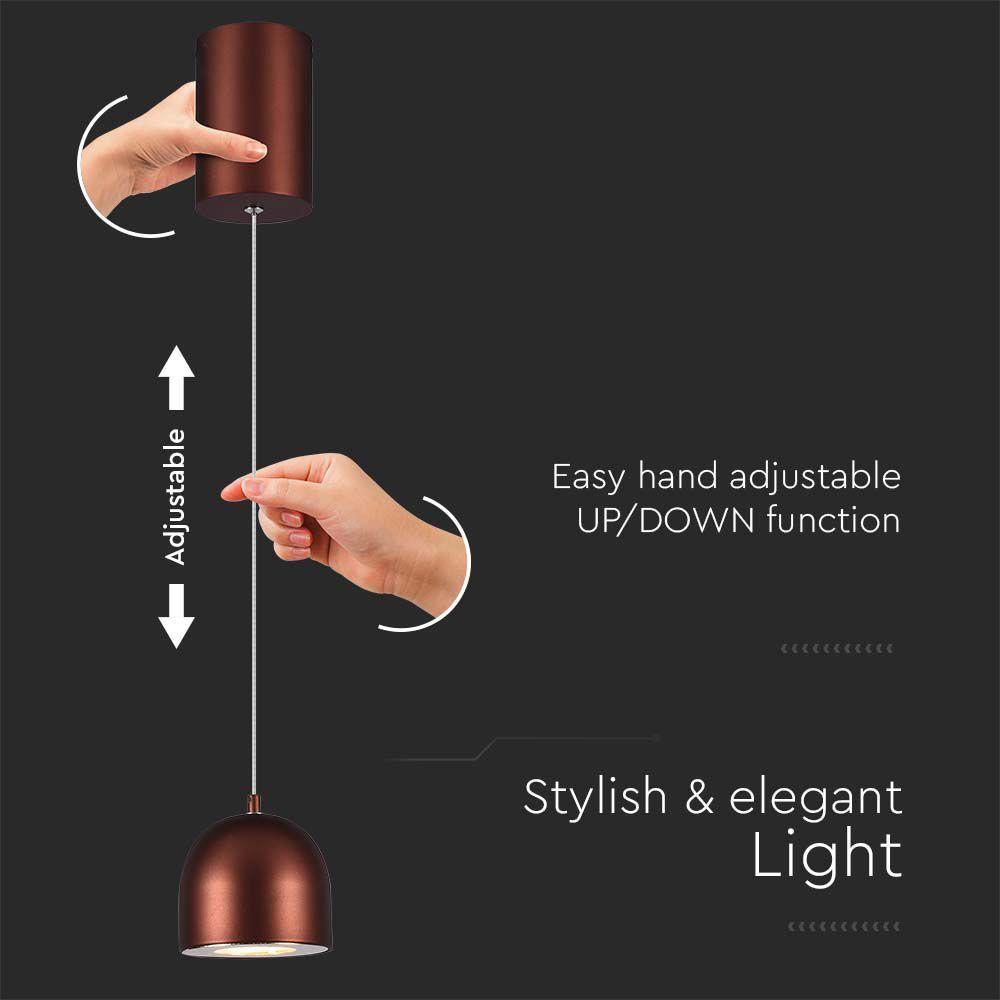 VT-7795 LED HANGING LAMP D:100 ADJUSTABLE WIRE & TOUCH LIGHT ON/OFF 3000K BROWN BODY