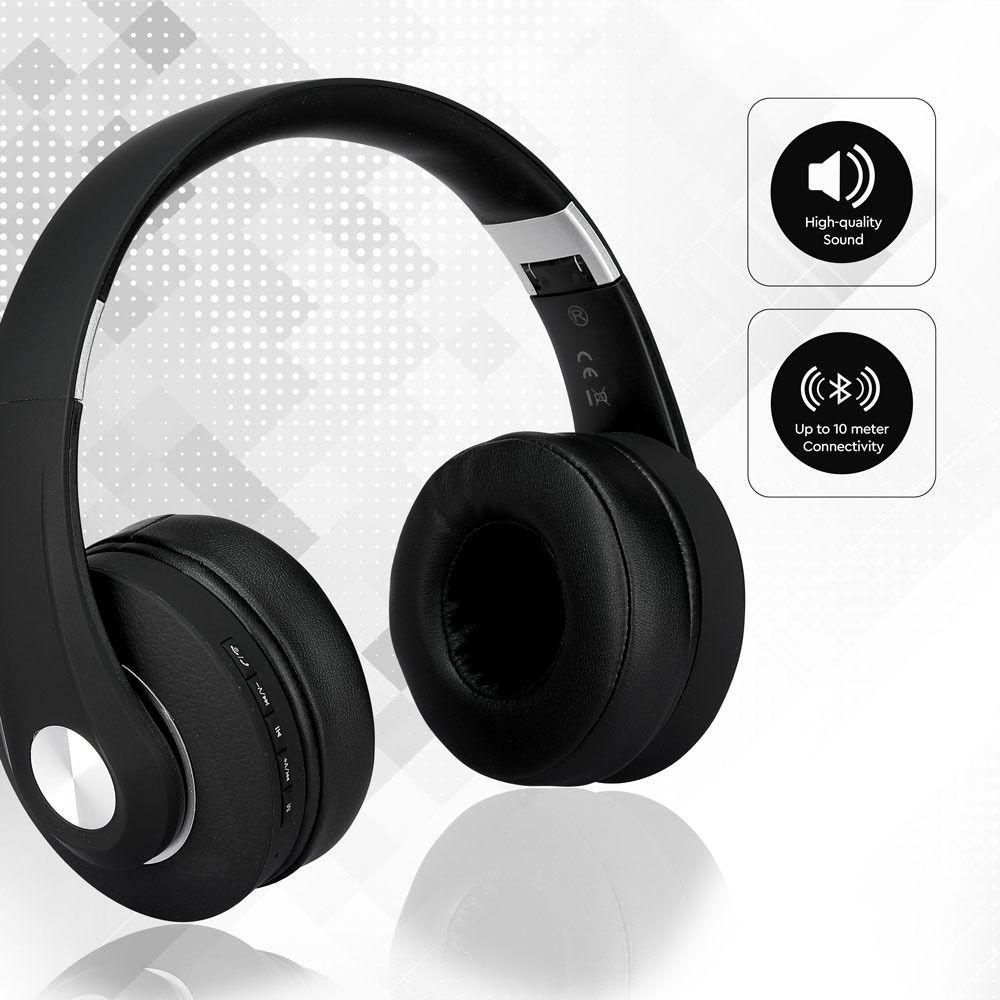 VT-6322 BLUETOOTH WIRELESS HEADPHONE WITH ADJUSTABLE HEAD-500mah-BLACK