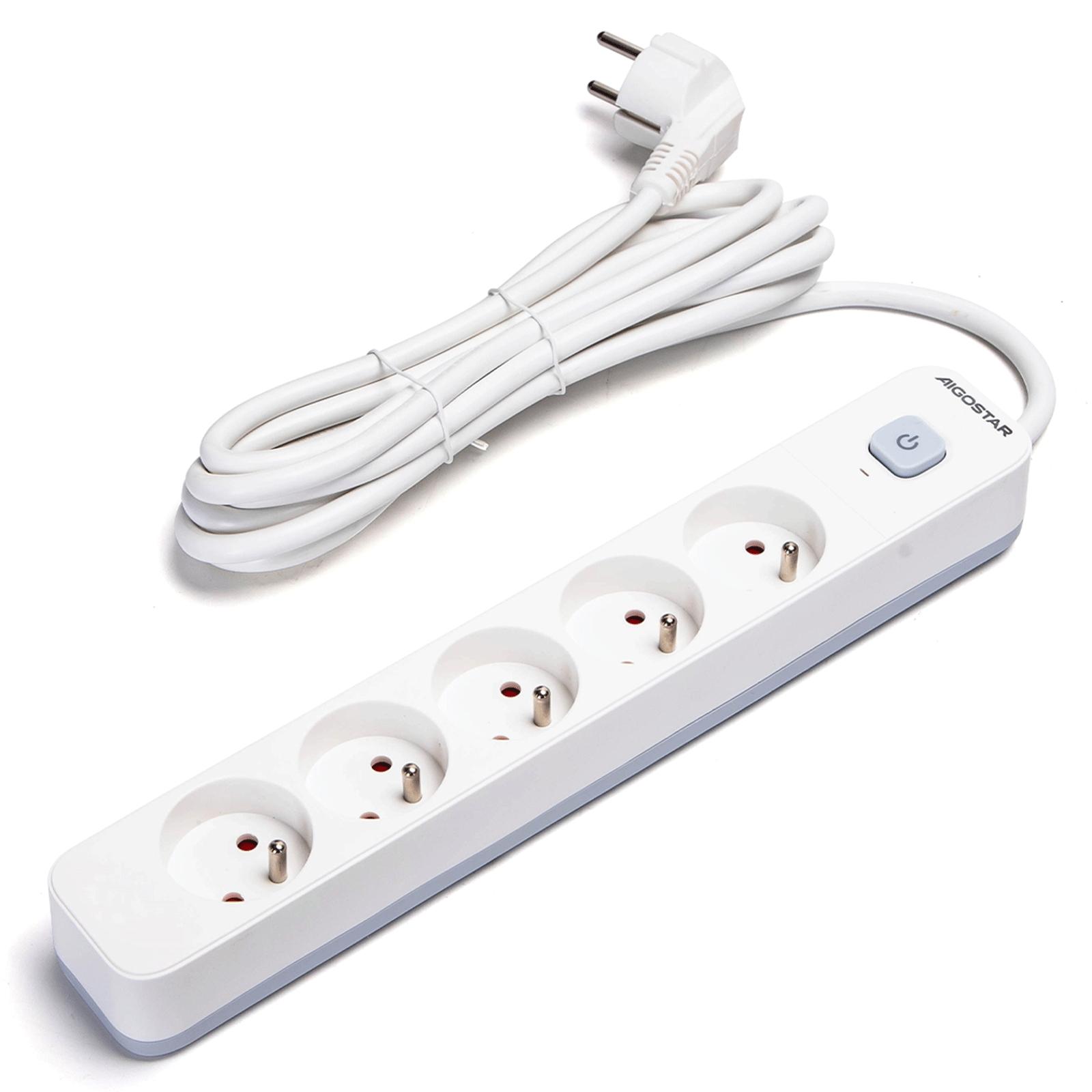 Power strips 5-way 3m H05VV-F 3G1.5m㎡ White and Gray