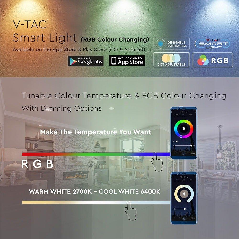 VT-5154 5W P45 BULB COMPATIBLE WITH ALEXA & GOOGLE HOME RGB+WW-CW E14