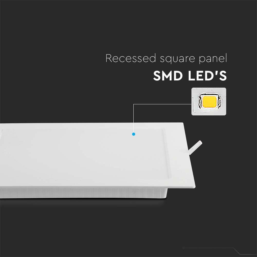 12W Panel LED, Barwa: 4000K, Kształt: Kwadratowy       , VTAC, SKU 10484