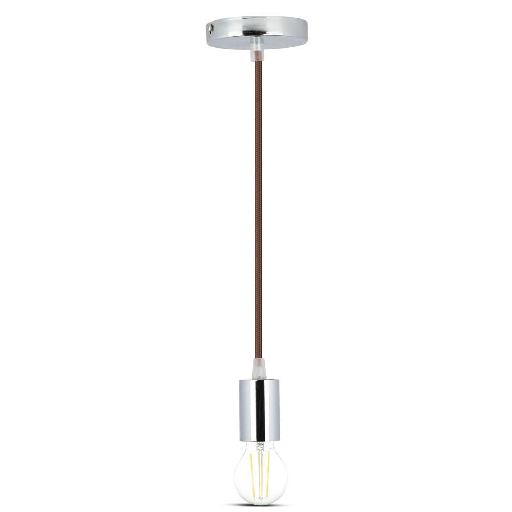 Lampa wisząca, oprawka chrom + przewód Brązowy, VTAC, SKU 3784