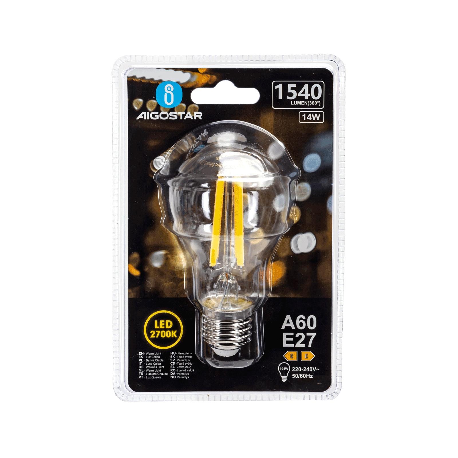 Żarówka LED Filament (Przezroczysta) A60 E27 14W