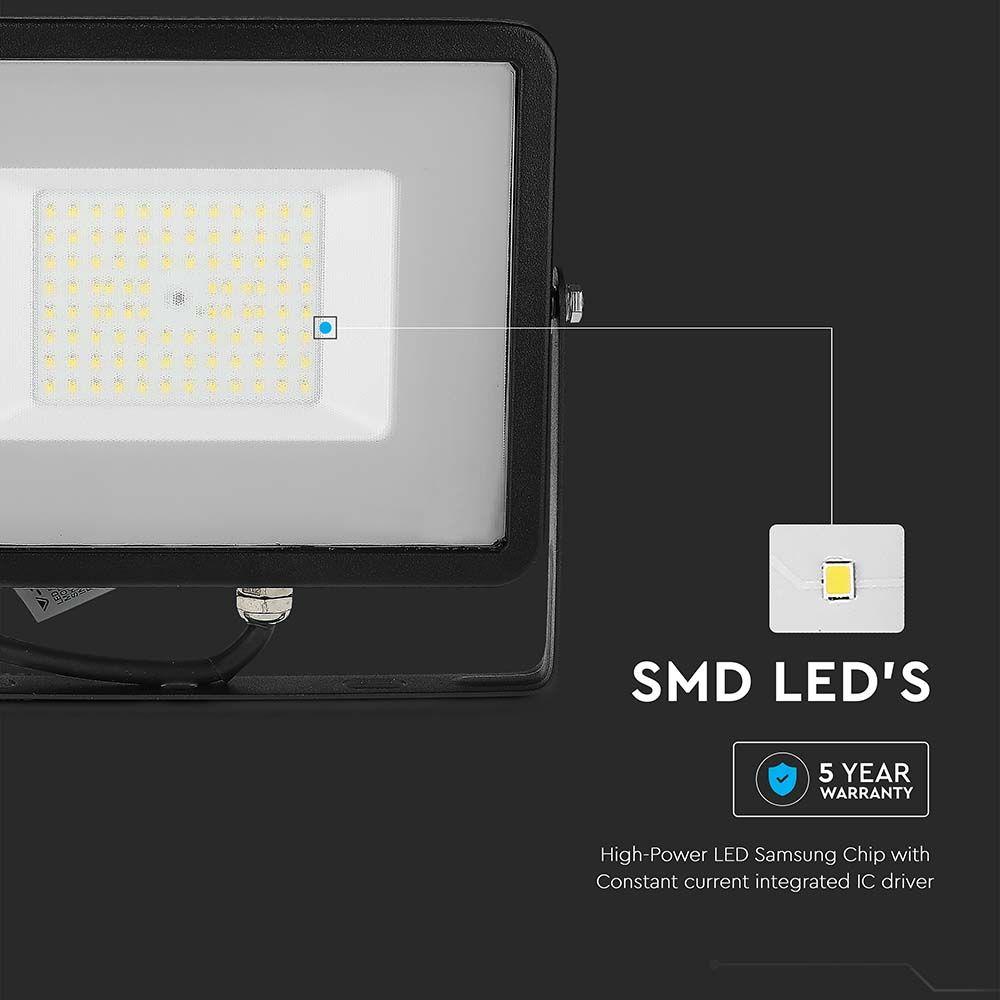 50W Naświetlacz LED SMD, Chip SAMSUNG, Barwa:6400K, Obudowa: Czarna , Wydajność: 115lm/w, VTAC, SKU 21761