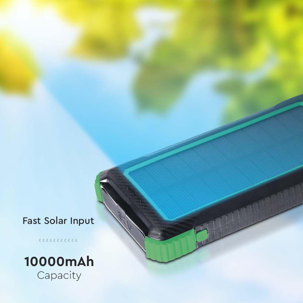 VT-11111 10000mAh SOLAR WIRELESS CHARGER POWER BANK BLACK