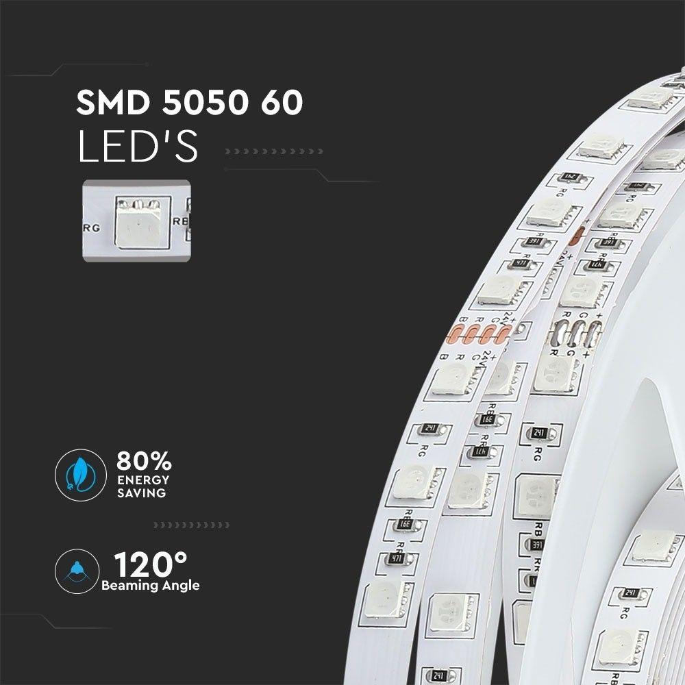 Taśma LED, Barwa: RGB, IP20, Zasilanie:24V, Rolka:10m, VTAC, SKU 2592