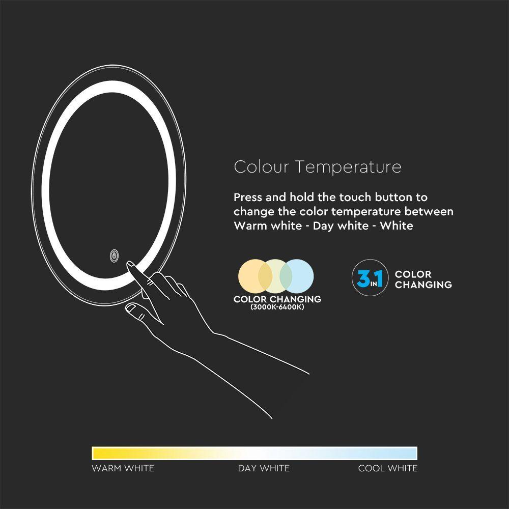 VT-8602 25W LED MIRROR LIGHT ROUND TOUCH SWITCH CCT CHANGEABLE 600MM