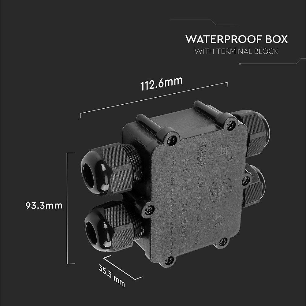 VT-871 BLACK 4 PIN WATER PROOF TERMINAL BLOCK -CABLE DIAMETER(8-12mm),IP68