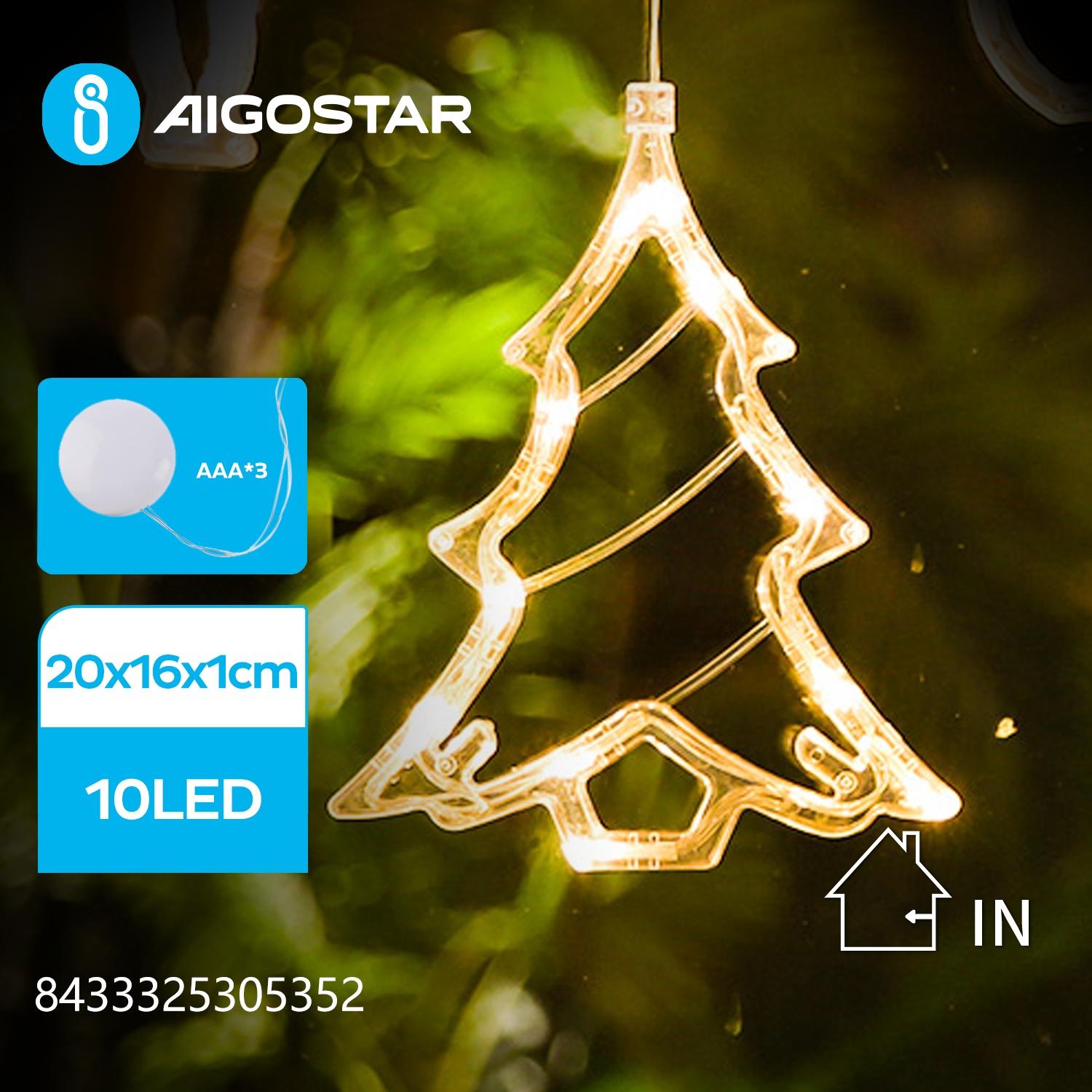 Battery powered pendant with suction cup Christmas tree shaped, warm white