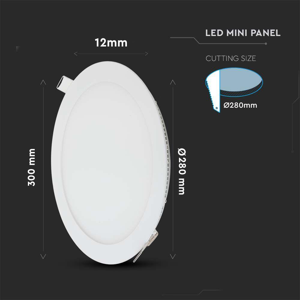 24W Panel LED, Barwa:6400K, Okrągła, VTAC, SKU 214874