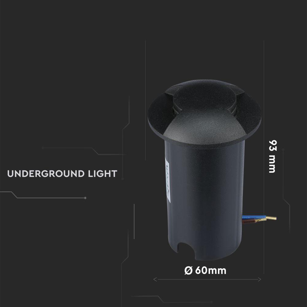 VT-1161 1W LED UNDERGROUND LIGHT(12V) 6500K-BLACK, IP67