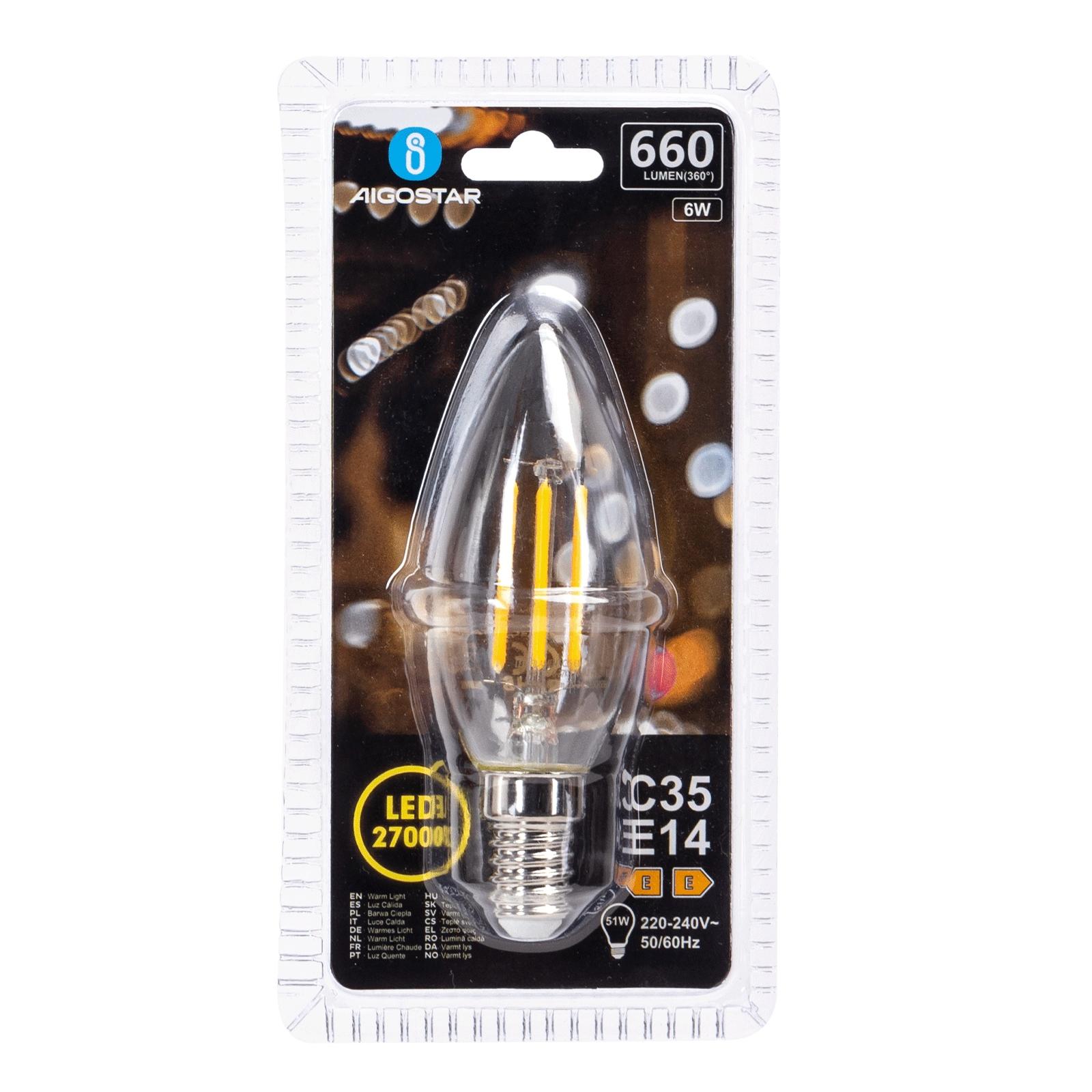 LED Filament Bulb (Clear) C35 E14 6W