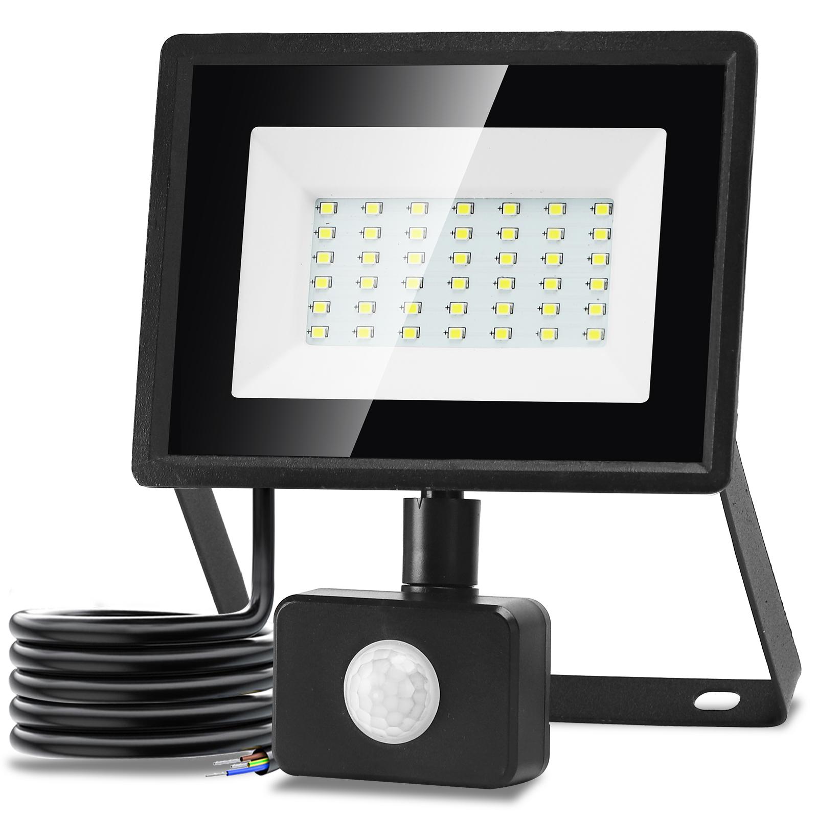 LED Motion Sensor Floodlight Black 30W (Die-casting)