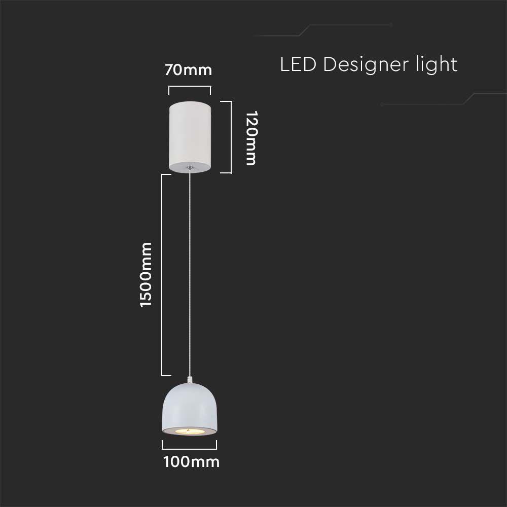 Lampa Wisząca LED,  Barwa: 3000K, Obudowa: Biała      , VTAC, SKU 7993