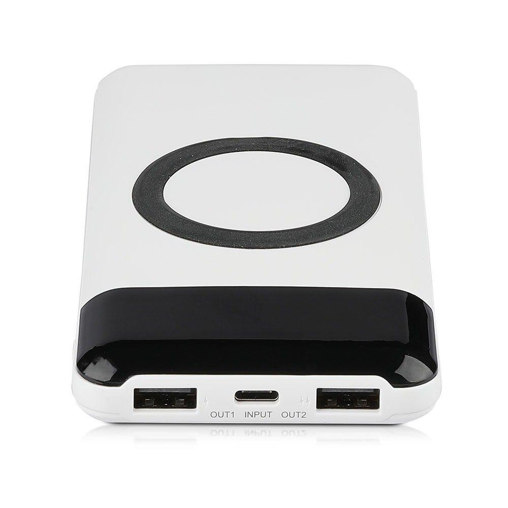 VT-3521 10000mah WIRELESS POWER BANK WITH DUAL USB+TYPEC+LED SCREEN-WHITE