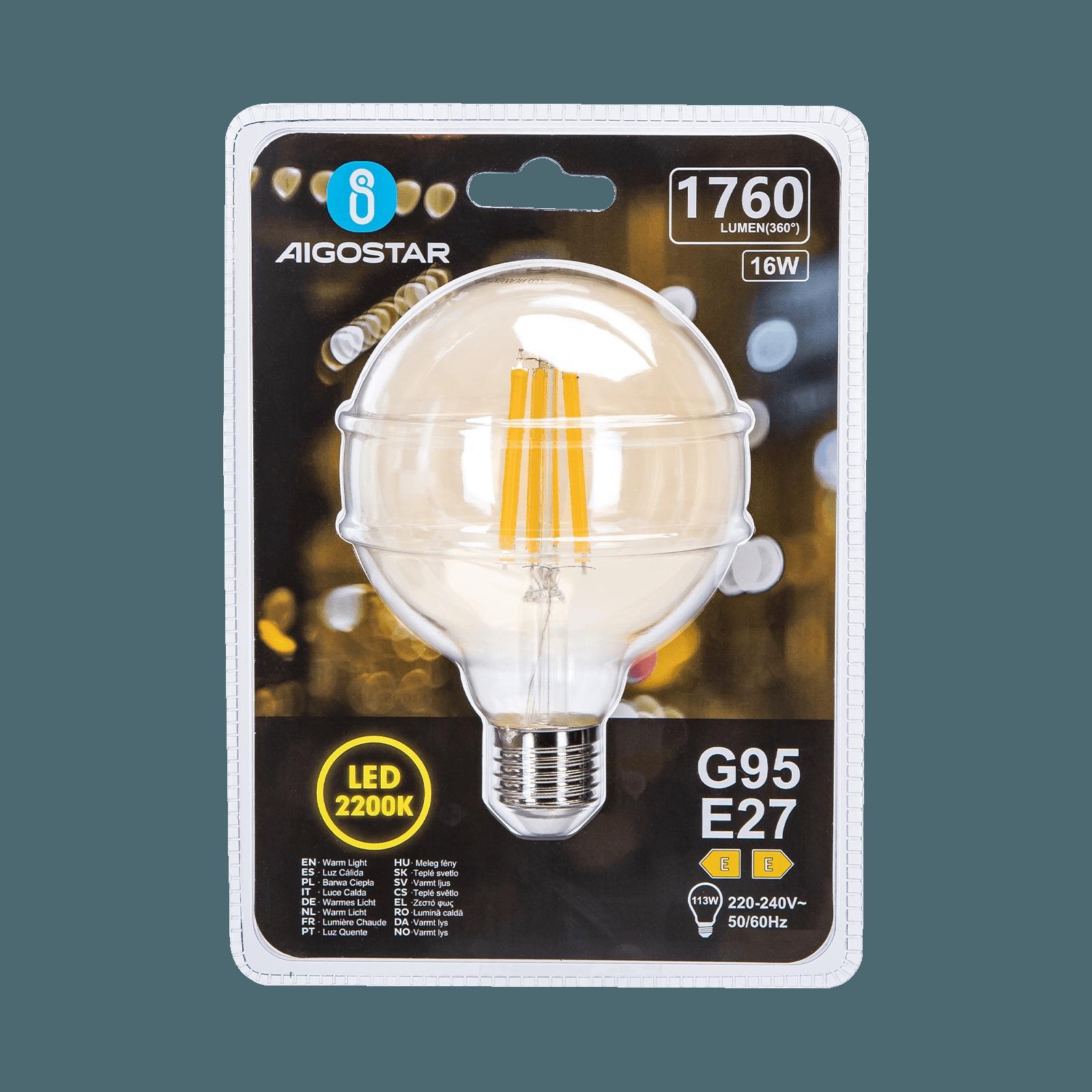 LED Filament Bulb (Amber) G95 E27 16W