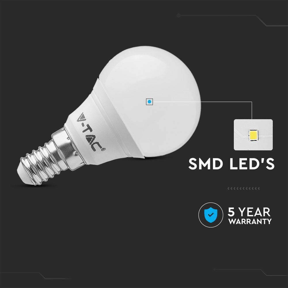 4.5W P45 Żarówka LED, Barwa:4000K, Trzonek:E14, Opakowanie: 6szt., VTAC, SKU 212734