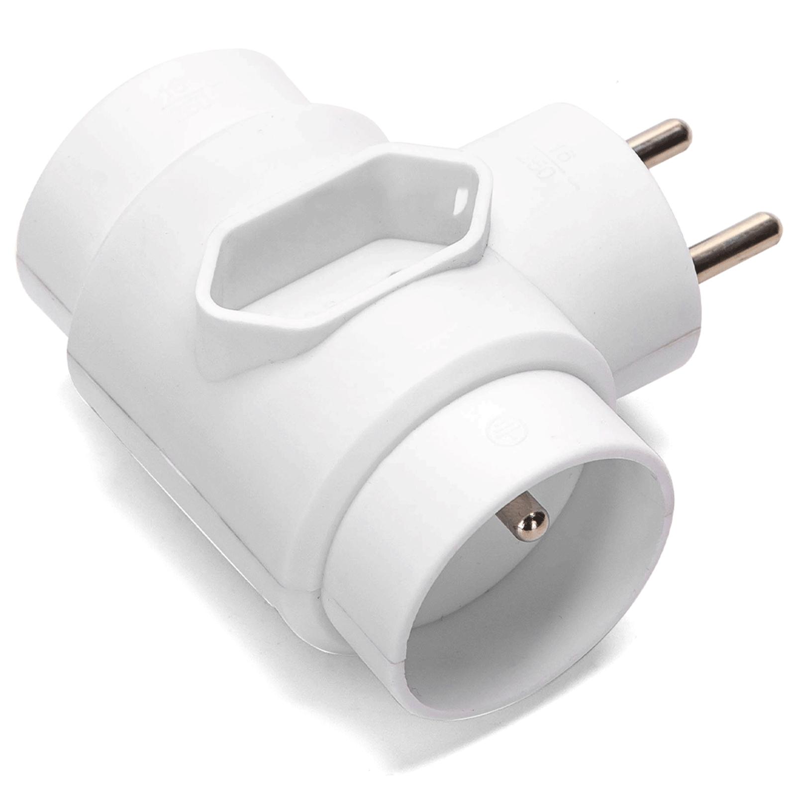 French 3-Way Adaptor (Without Switch) 2*16A+1*2.5A White