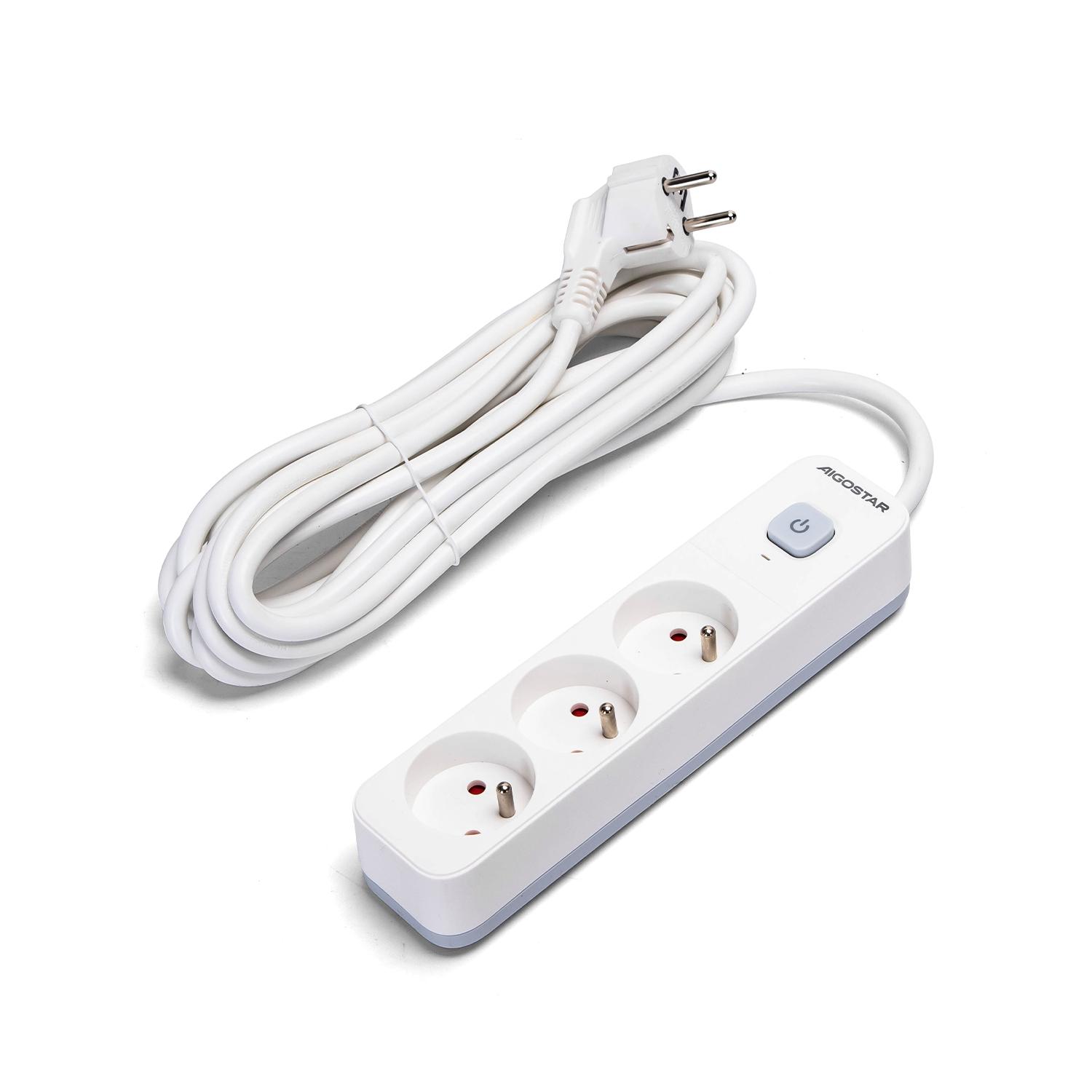 Power strips 3-way 5m H05VV-F 3G1.5m㎡ White and Gray