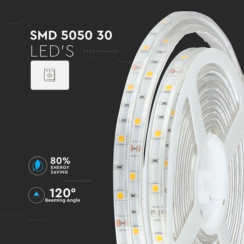 VT-5050-30 4.8W/M LED STRIP 3000K IP65 (5M/ROLL)(PRICE PER M)