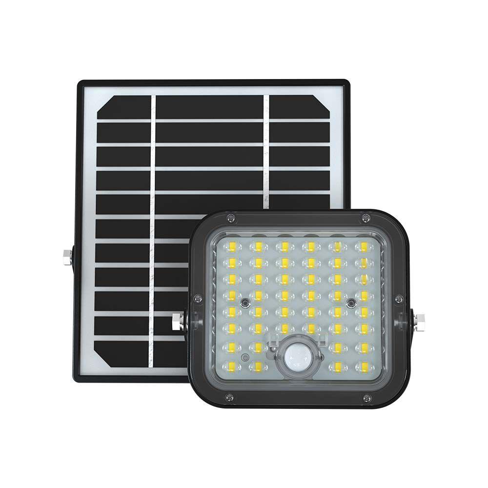 10W Naświetlacz solarny LED 1500LM, Bateria: LiFePO4 3.7V 3600mA, Barwa: 6400K, Kolor: Czarny , VTAC, SKU 10313