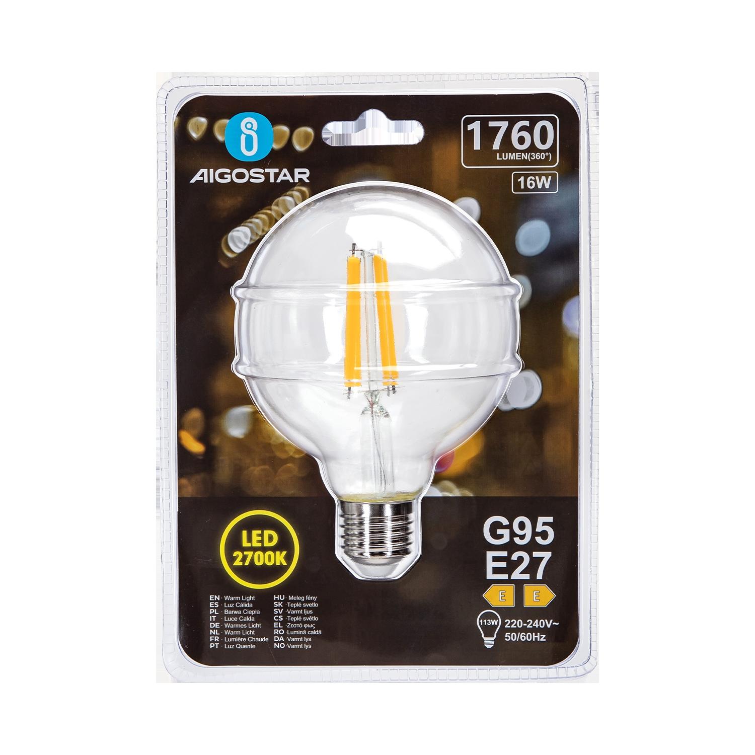 LED Filament Bulb (Clear) G95 E27 16W