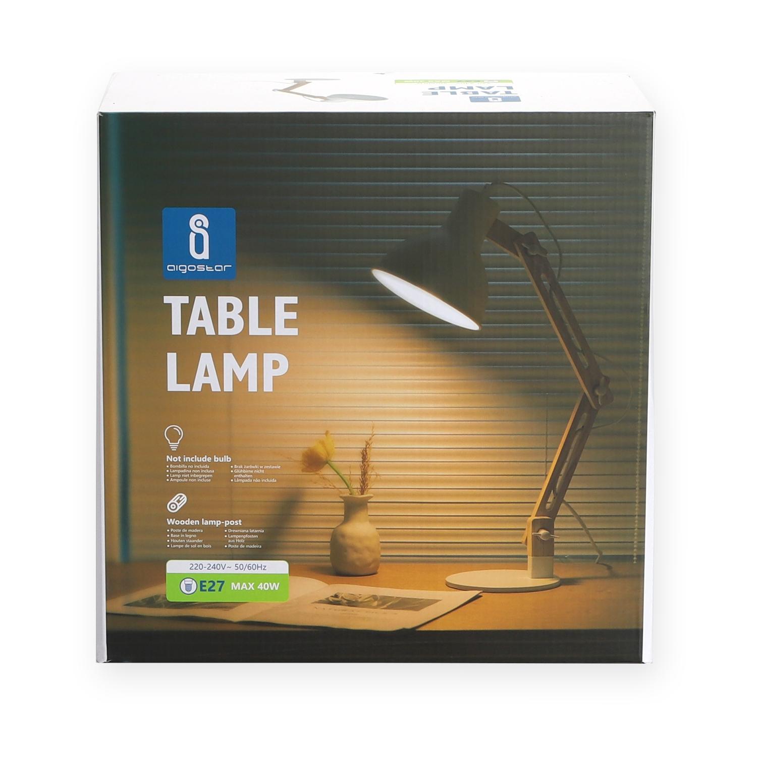 Wooden Foldable Table Lamp White (Without Light Source) E27