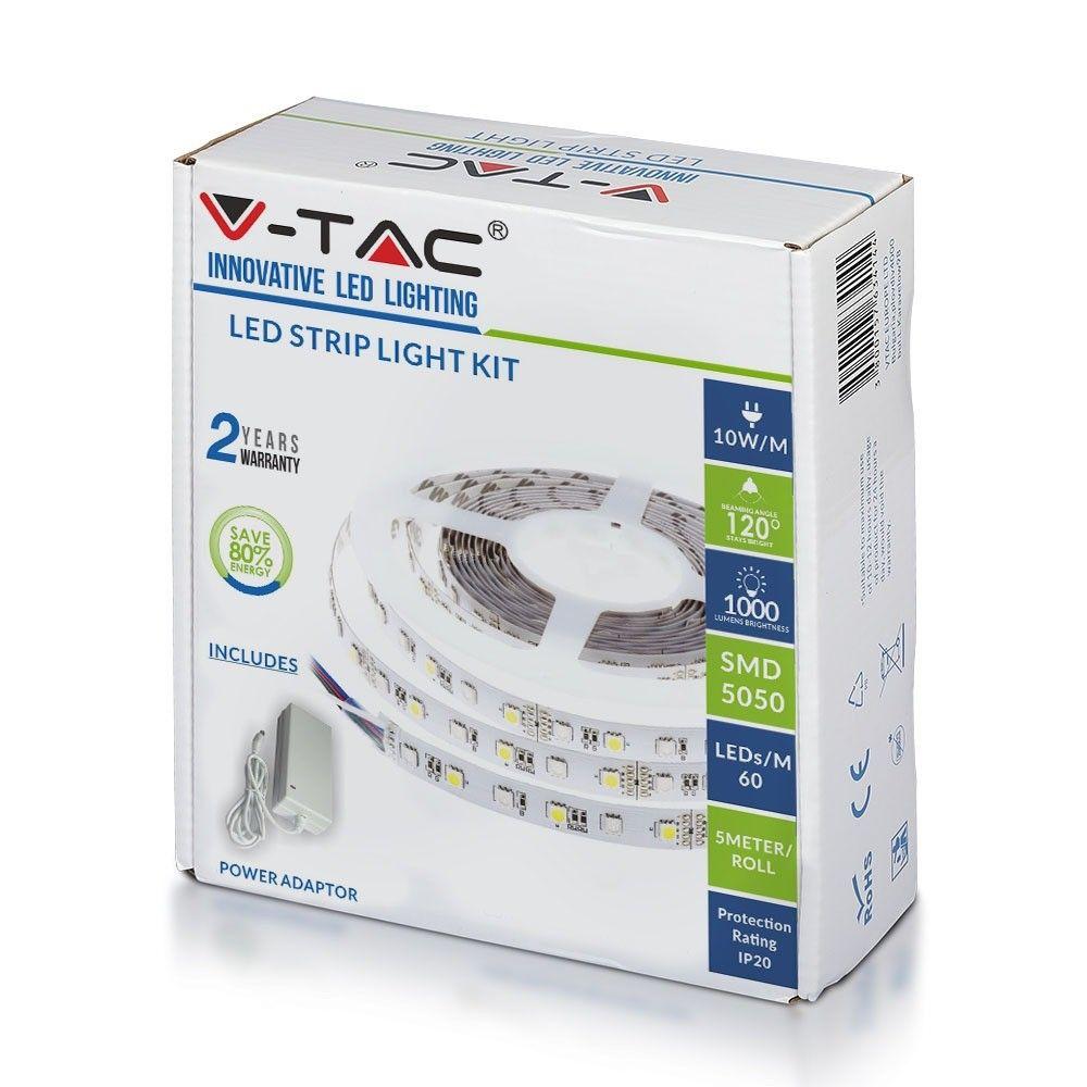 VT-5050-60 10W/M LED STRIP LIGHT 3000k SET IP20 (5M/ROLL)