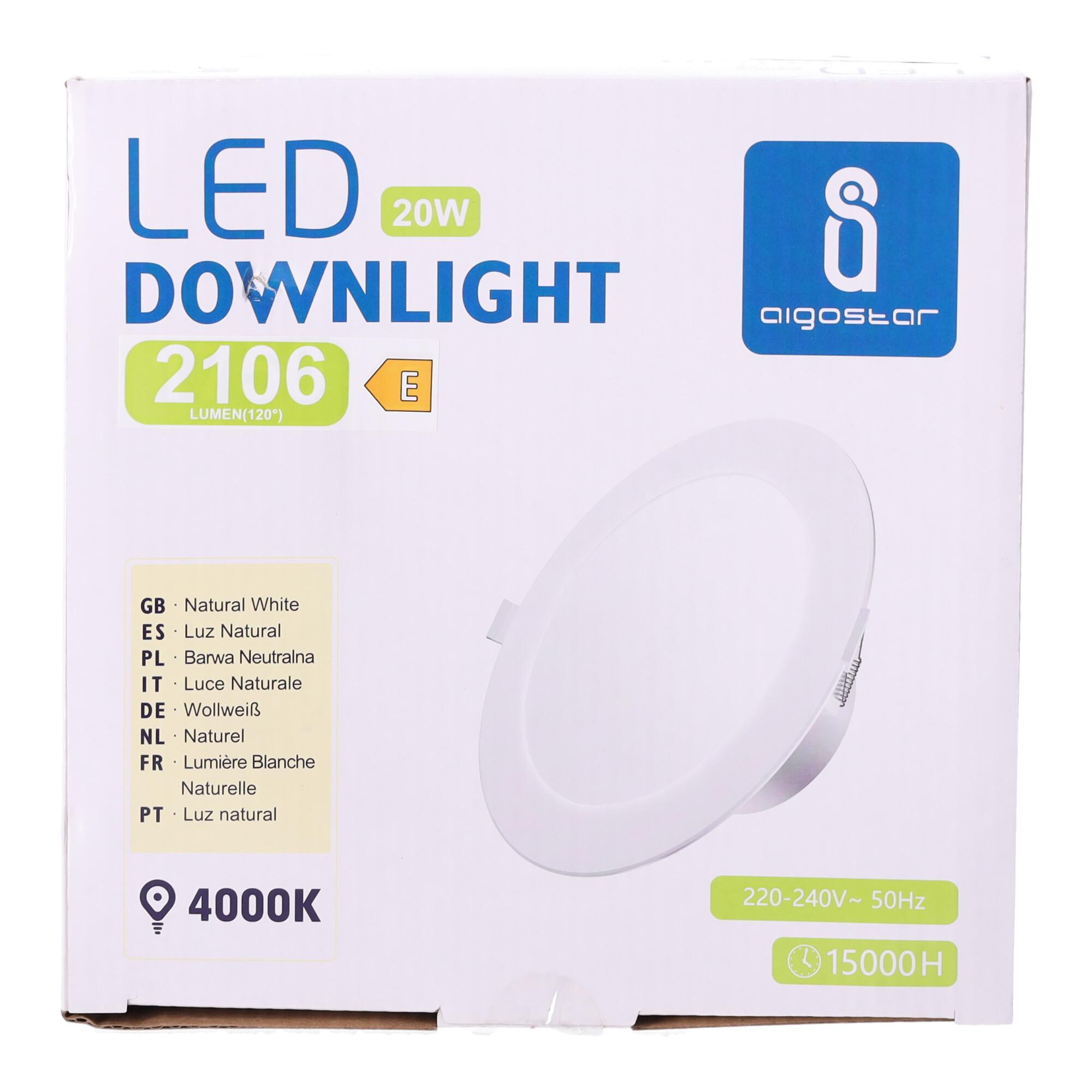 E6 LED  Flush-mounted Round Downlight 20W Natural Light