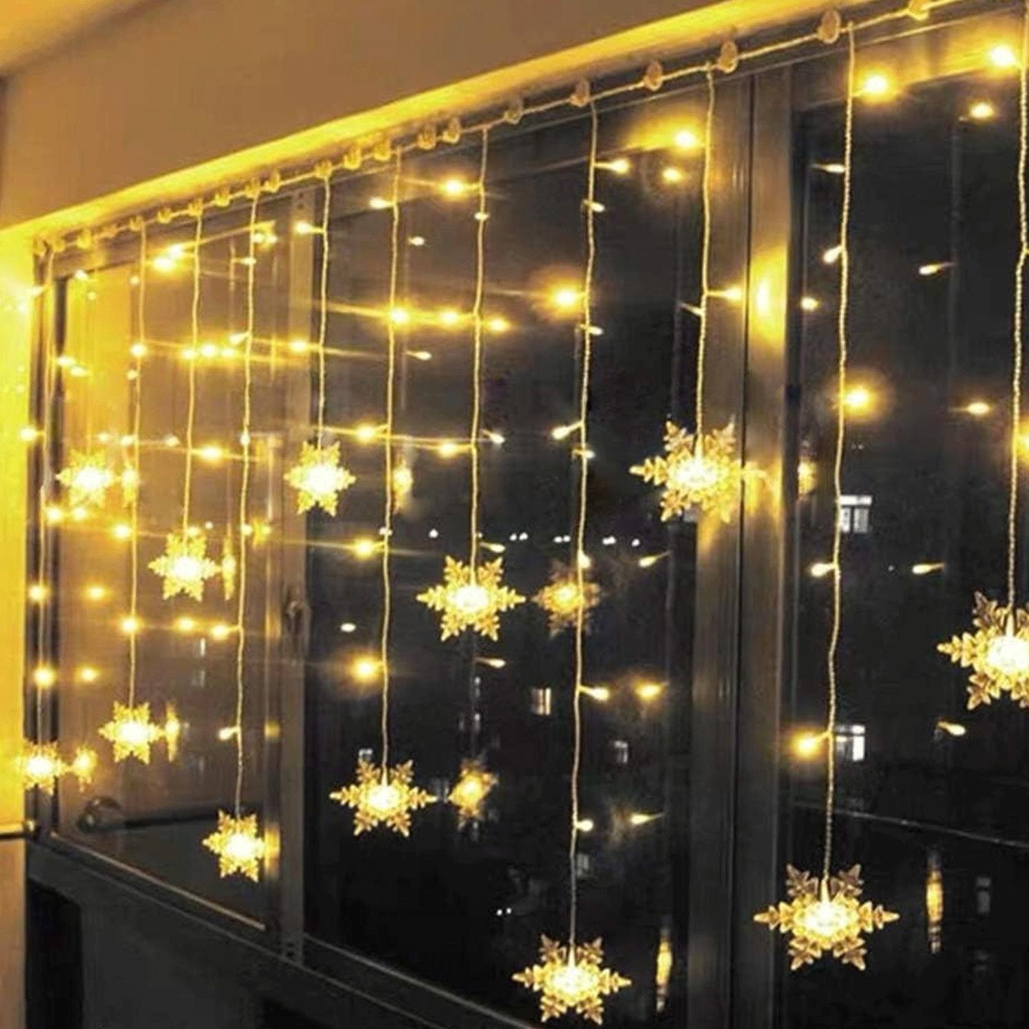 Low voltage connectable string lights, snowflakes (wave), warm white, 3m+3m*0.6m, 12strips