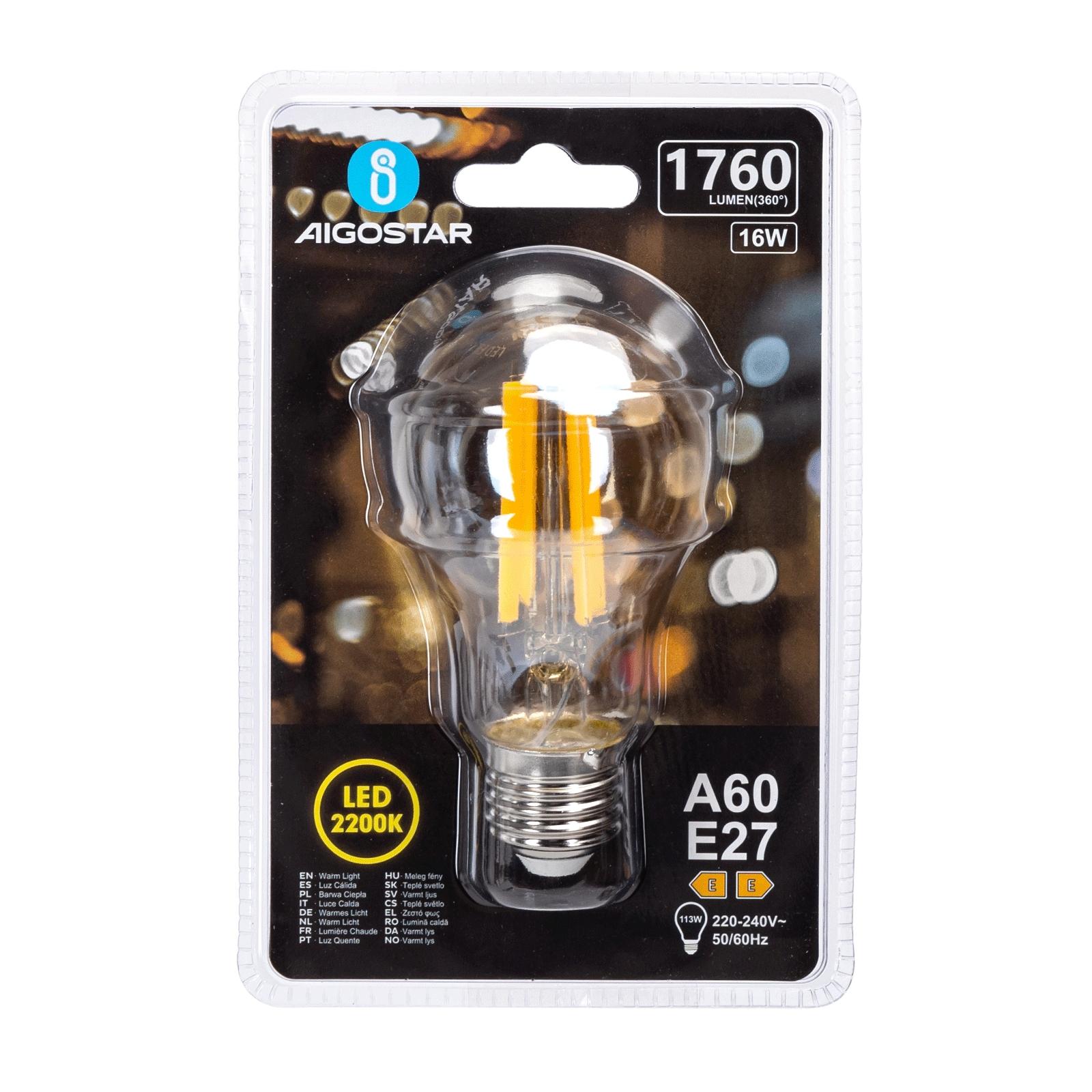 LED Filament Bulb (Amber) A60 E27 16W