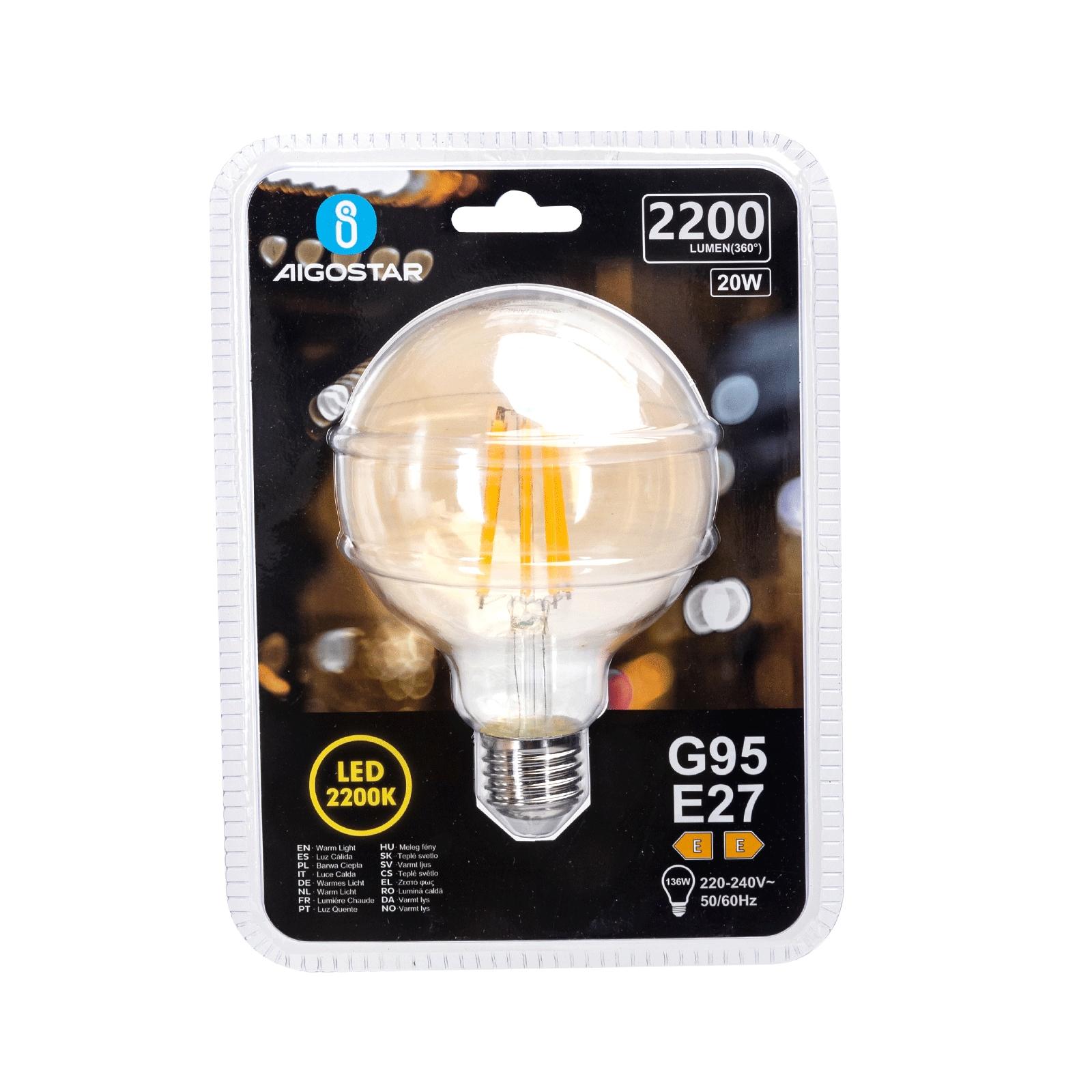 LED Filament Bulb (Amber) G95 E27 20W