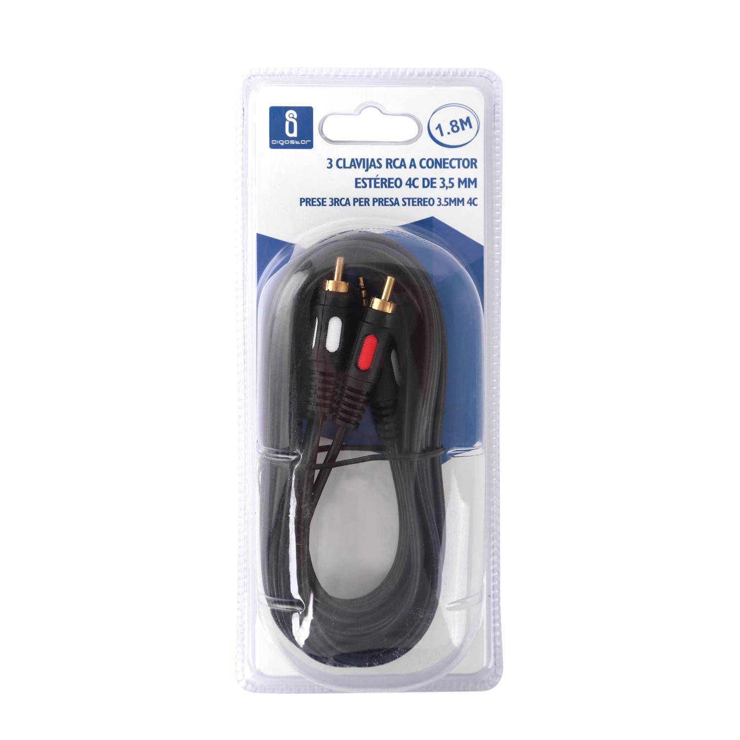 Audio Cable 3x RCA 1.8m Black