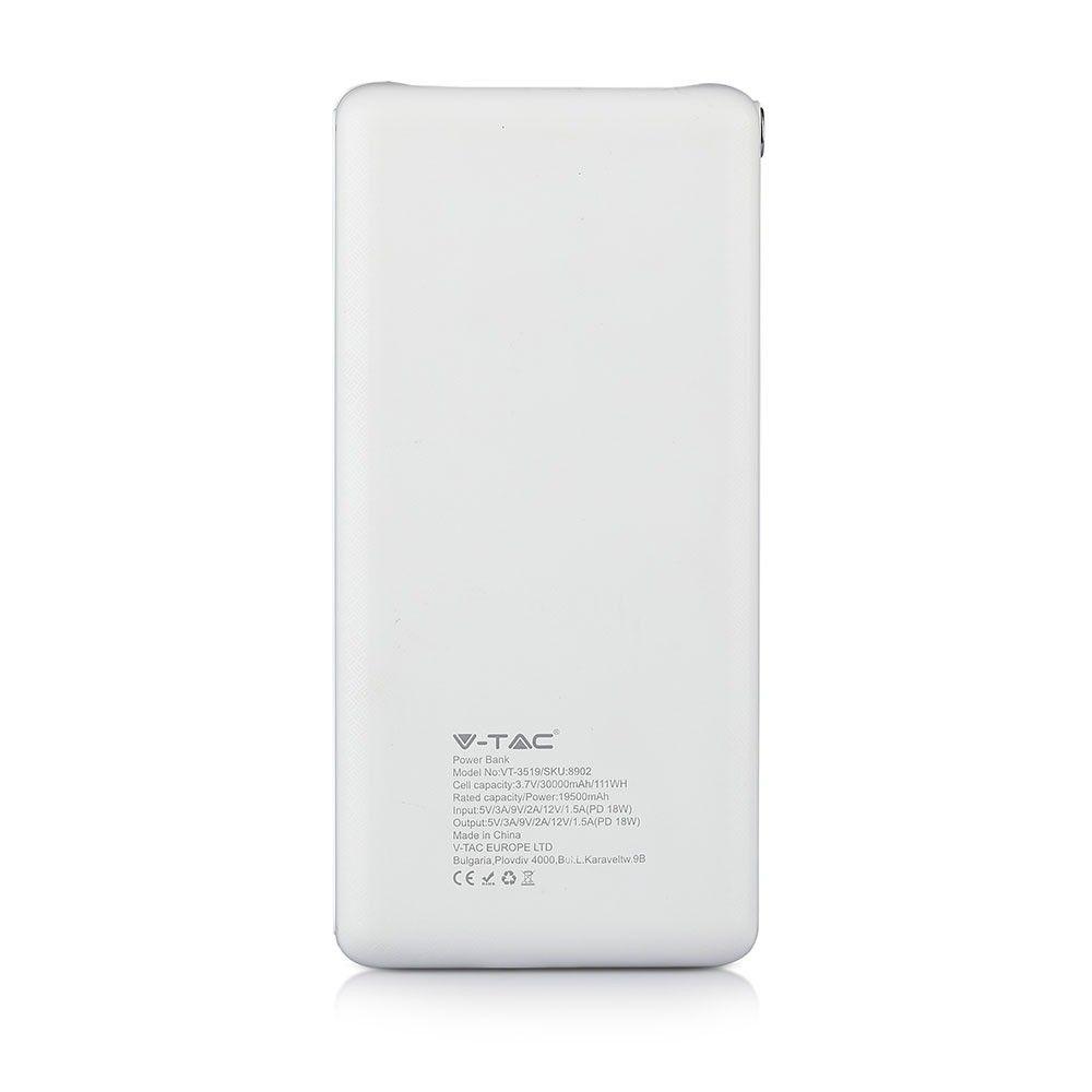 VT-3519 30000mah POWER BANK WITH DUAL USB-WHITE