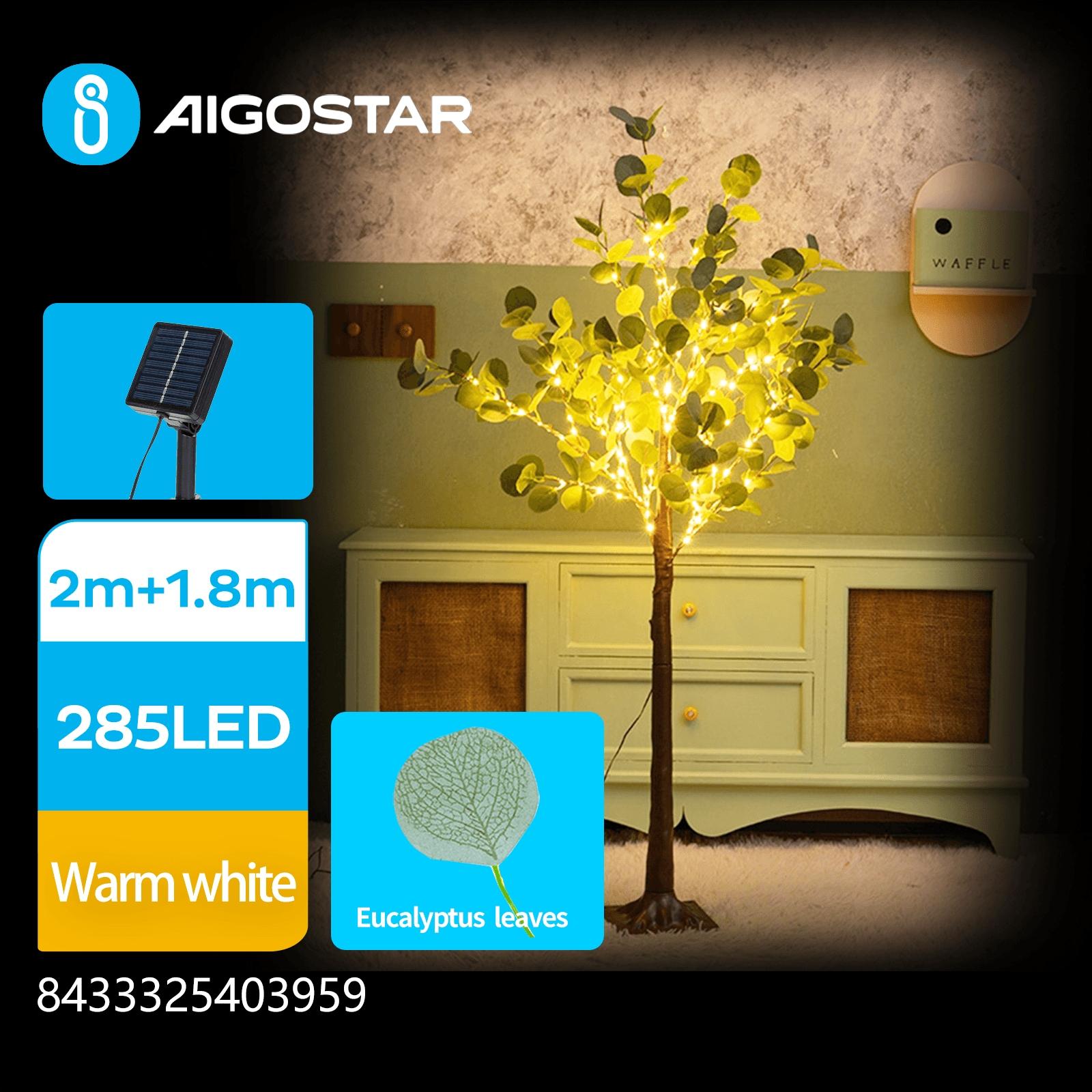 Solar simulation plant-tree-Eucalyptus  leaves-dark green2700K-2M+1.8M-285LED-8blinkI-underground-P65